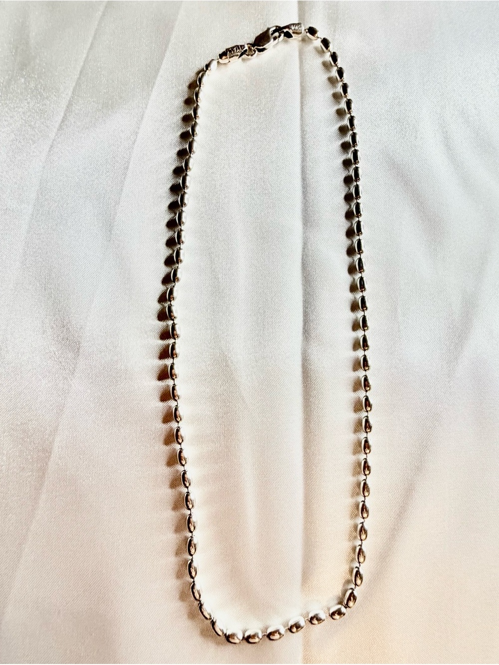 Polished Silver Bead Necklace for Women